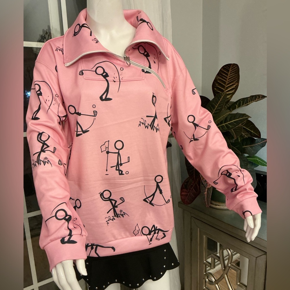 Acegolfs NWT Pink Stick Figure Golf Pullover Woman’s Size Large Activewear - Picture 12 of 13